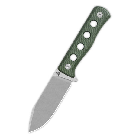 QSP Canary fixed blade knife with green micarta handle and drop point blade