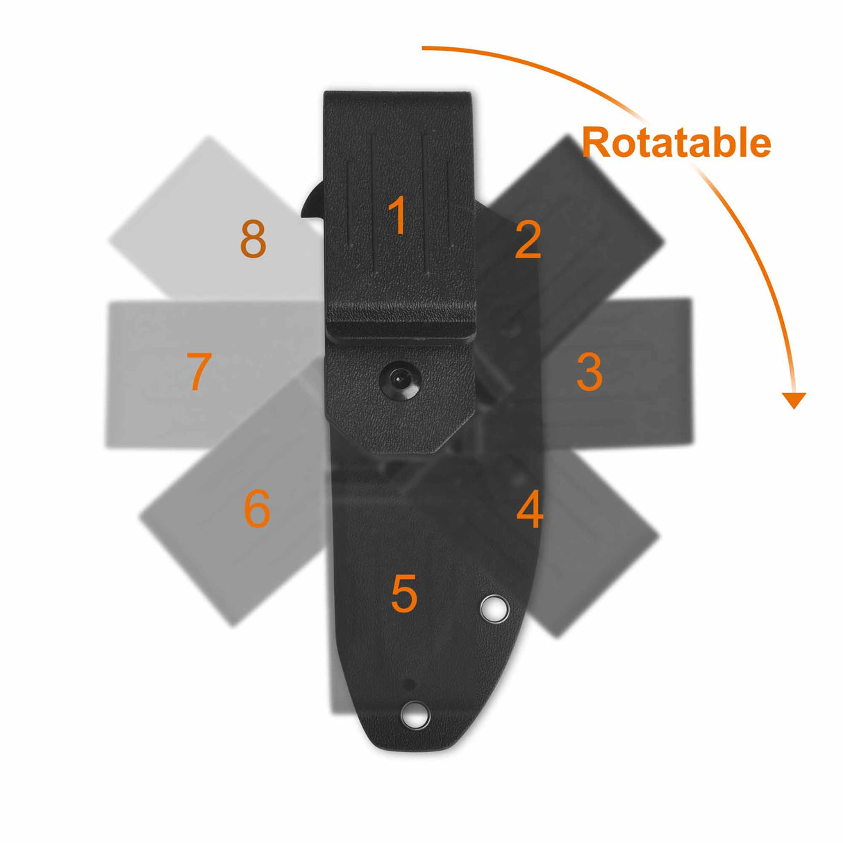 Rotatable sheath for QSP Canary fixed blade knife with numbered positions for adjustment