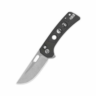 QSP Unicorn Button Lock Pocket Knife with dark brown Micarta handle