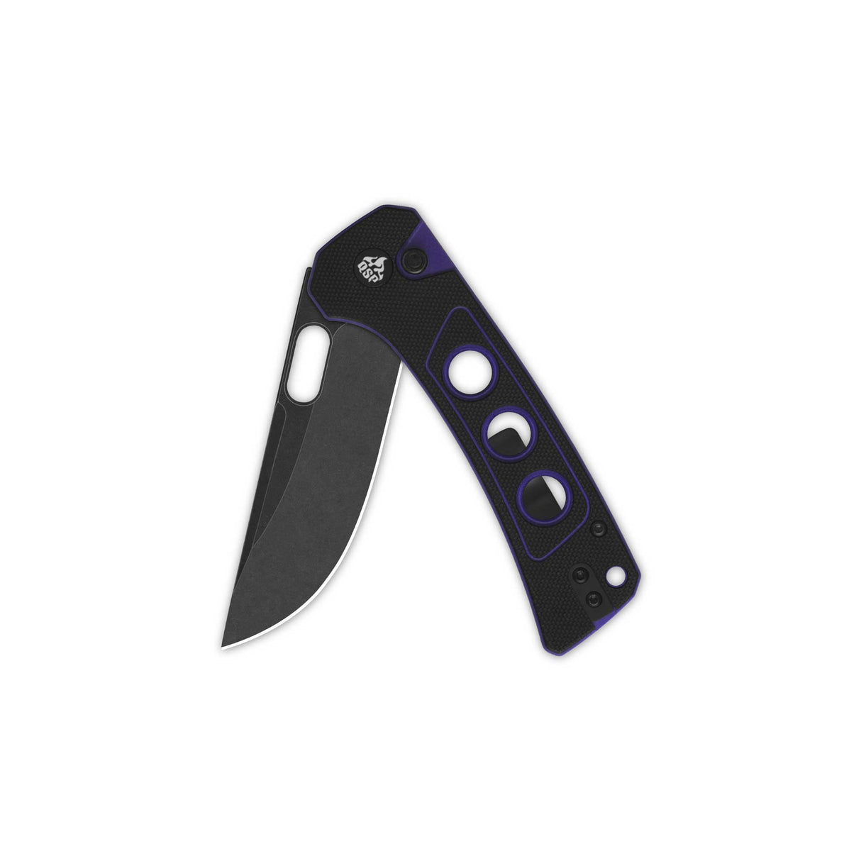 QSP Unicorn Button Lock Pocket Knife with drop point blade and purple liner