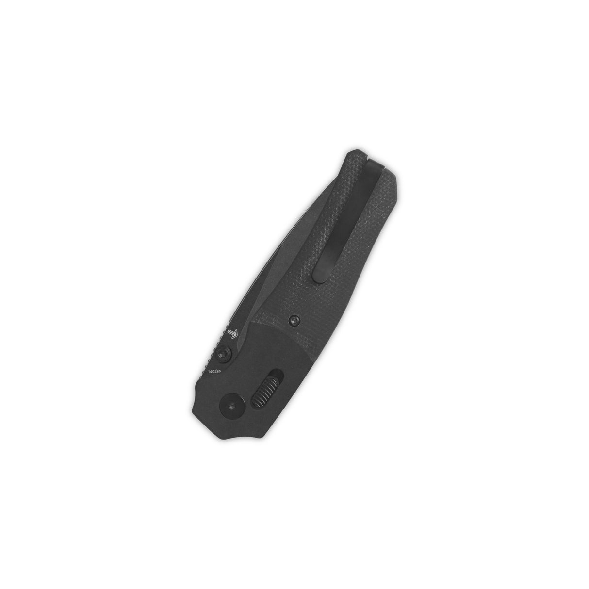 Closed QSP Vault pocket knife with textured black micarta handle and Glyde Lock