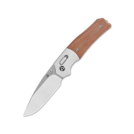 QSP Vault Glyde Lock Pocket Knife with 14C28N blade and tan micarta handle