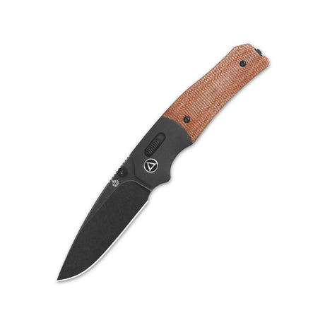 QSP Vault Glyde Lock Pocket Knife with tan micarta handle and black blade