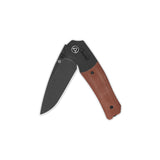 QSP Vault Glyde Lock Pocket Knife with black blade and tan micarta handle