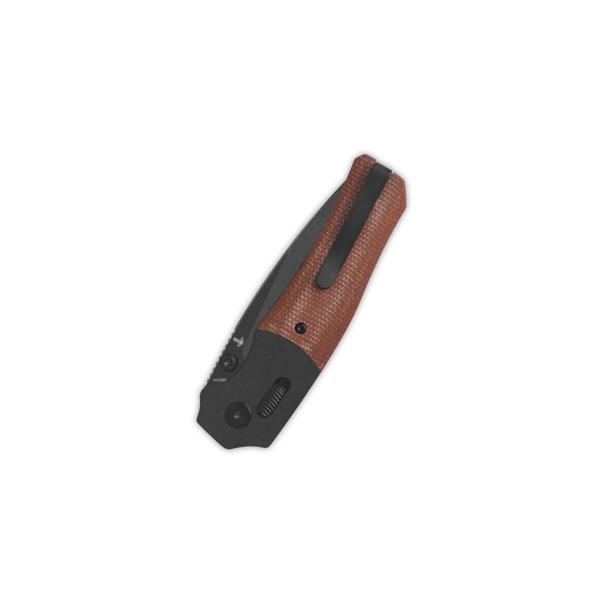 QSP Vault Glyde Lock Pocket Knife with tan micarta handle and black blade