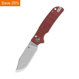 QSP Kali Button Lock Pocket Knife 14C28N Blade Dark Red G10 Handle