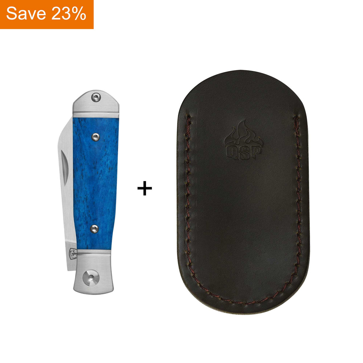 QSP Jumping Jack Slip Joint Pocket Knife 14C28N blade Blue Bone Handle