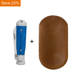 QSP Jumping Jack Slip Joint Pocket Knife 14C28N blade Blue Bone Handle