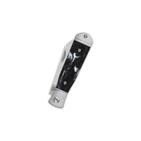 QSP Jumping Jack Slip Joint Pocket Knife 14C28N blade Black-White Resin Handle