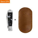QSP Jumping Jack Slip Joint Pocket Knife 14C28N blade Black-White Resin Handle