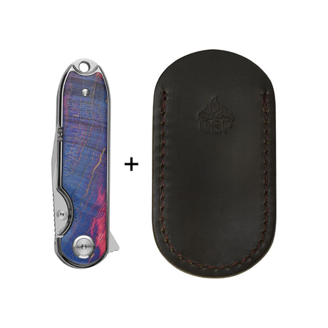 QSP Nebula Liner Lock Pocket Knife 14C28N Blade Stabilized wood Handle