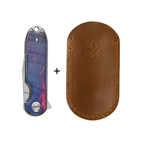 QSP Nebula Liner Lock Pocket Knife 14C28N Blade Stabilized wood Handle