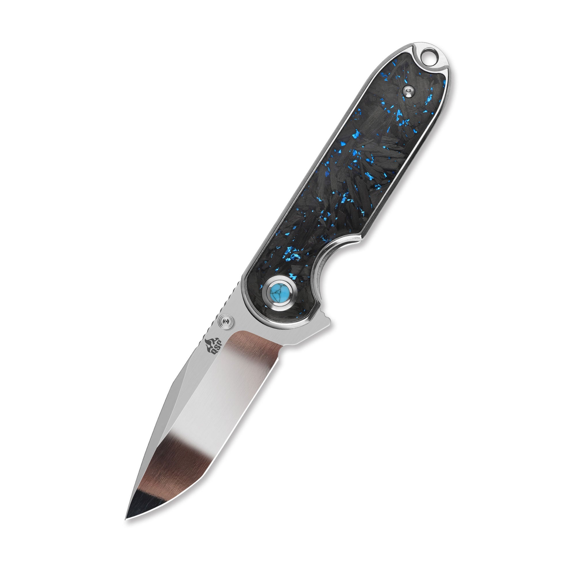 Nebula | 14C28N | Blue shredded carbon fiber – QSP KNIFE