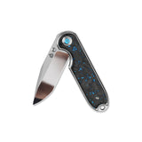 QSP Nebula Liner Lock Pocket Knife 14C28N Blade Blue Shredded Carbon Fiber Handle