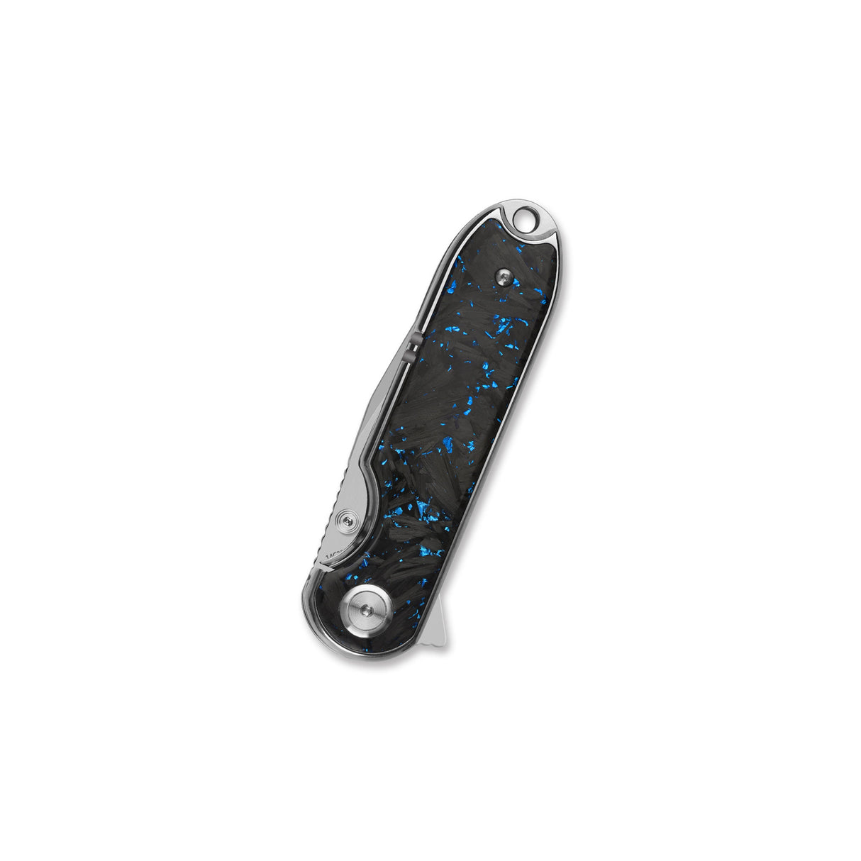 QSP Nebula Liner Lock Pocket Knife 14C28N Blade Blue Shredded Carbon Fiber Handle