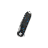 QSP Nebula Liner Lock Pocket Knife 14C28N Blade Blue Shredded Carbon Fiber Handle