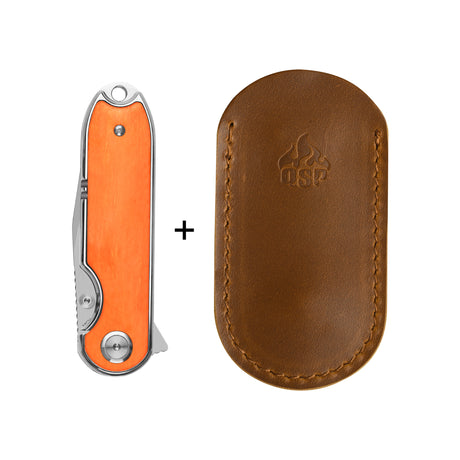 QSP Nebula Liner Lock Pocket Knife 14C28N Blade Orange Bone Handle