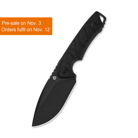 QSP Tiny TOT Fixed Blade Knife 10Cr15MoV Blade Black G10 Handle