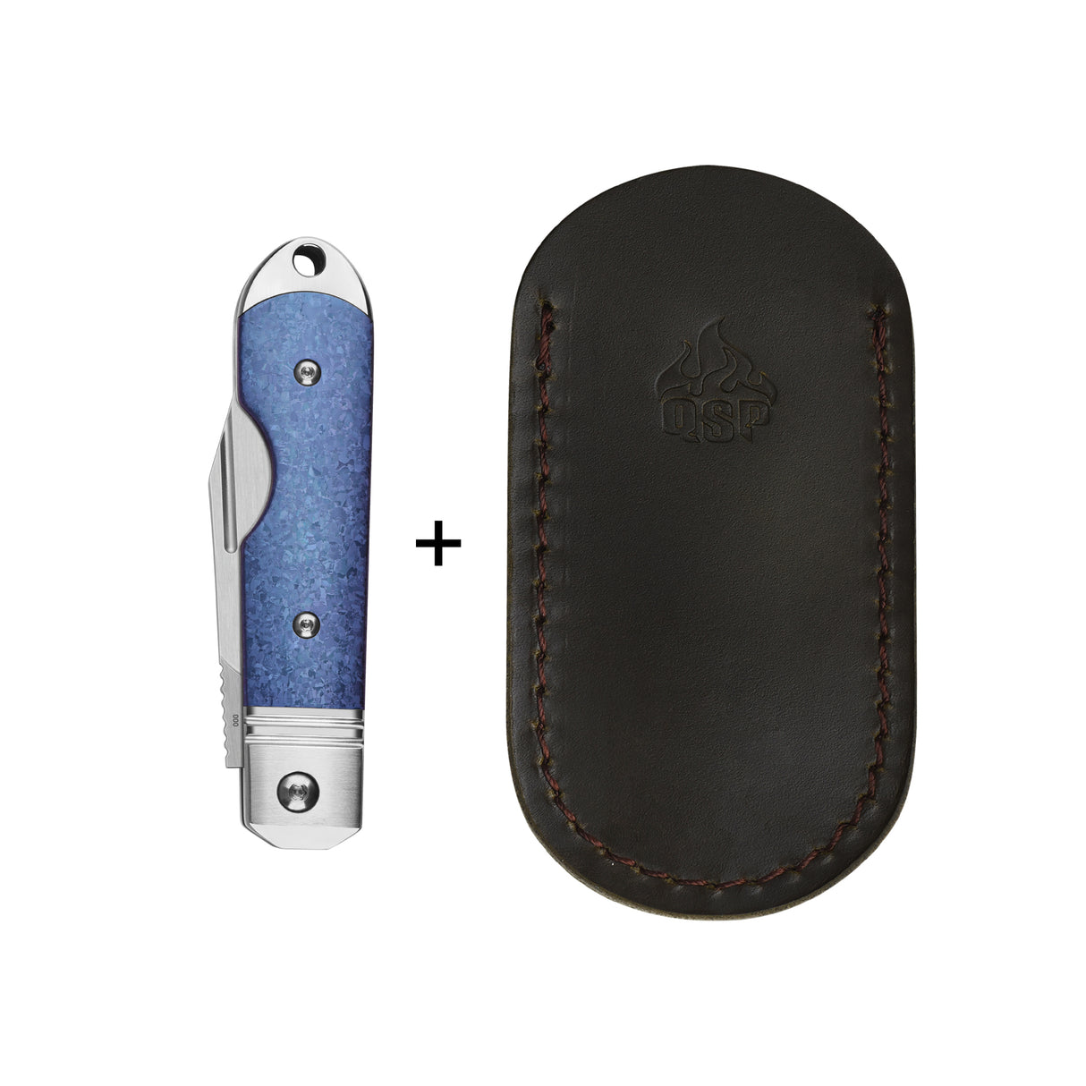 Limited Edition-QSP Moray Slip Joint Pocket Knife Vanax blade Blue Crystal Titanium Handle