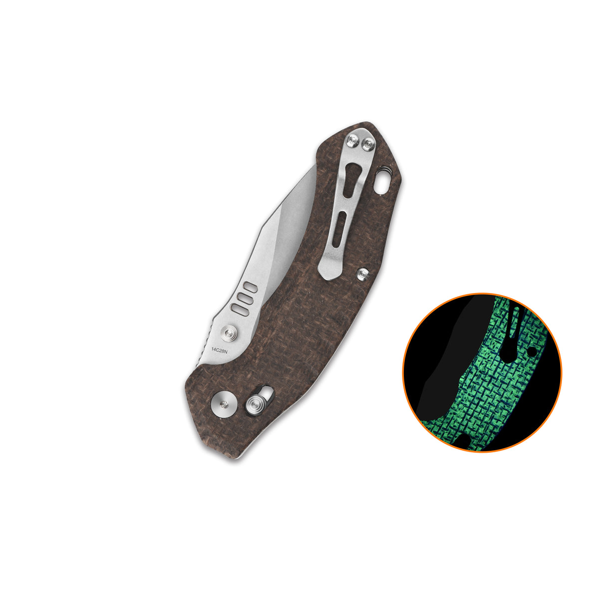 QSP Elk Glyde Lock Pocket Knife 14C28N blade Glow-in-the-Dark Micarta handle
