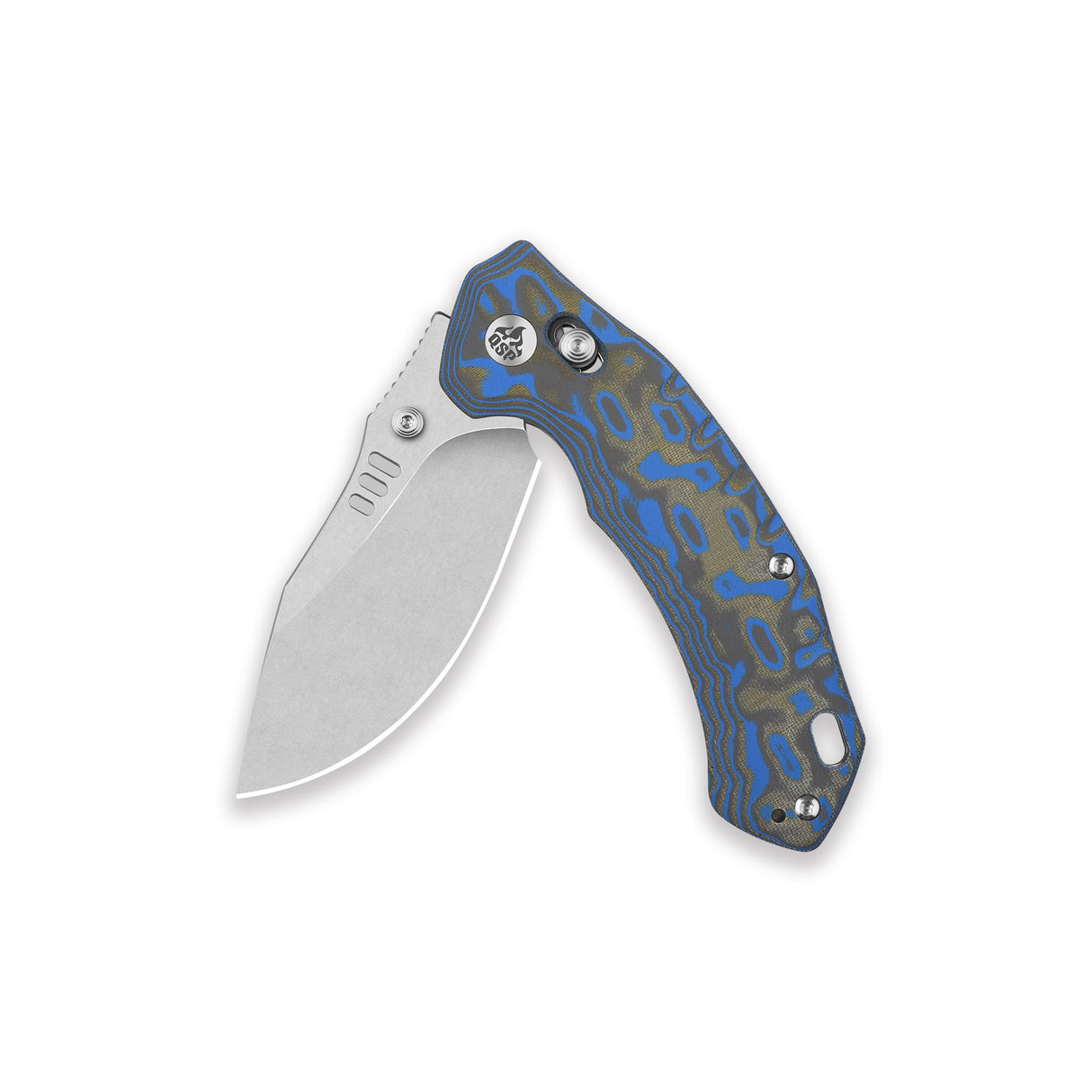QSP Elk Glyde Lock Pocket Knife 14C28N blade Blue Texture Micarta handle