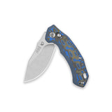 QSP Elk Glyde Lock Pocket Knife 14C28N blade Blue Texture Micarta handle