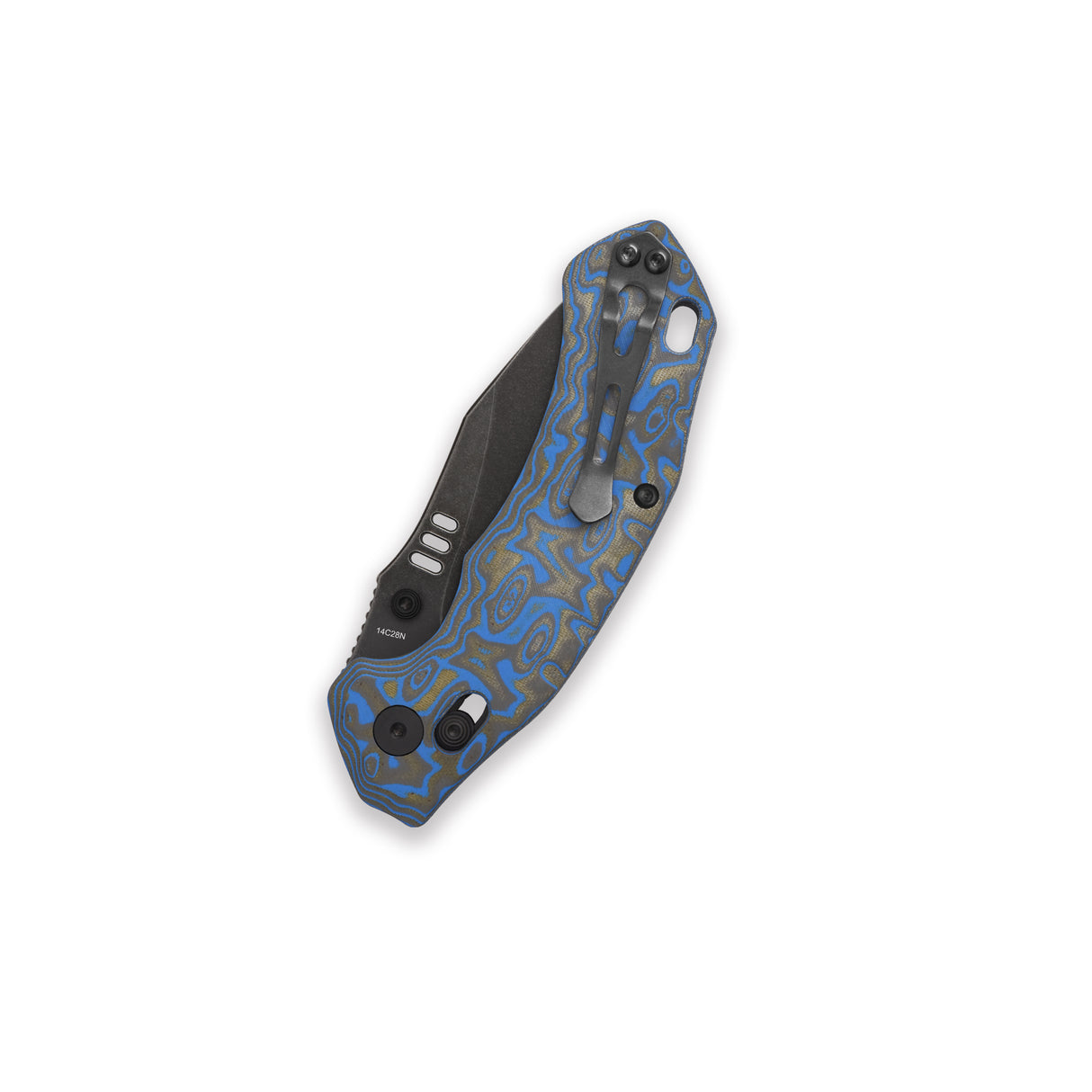 QSP Elk Glyde Lock Pocket Knife 14C28N blade Blue Texture Micarta handle