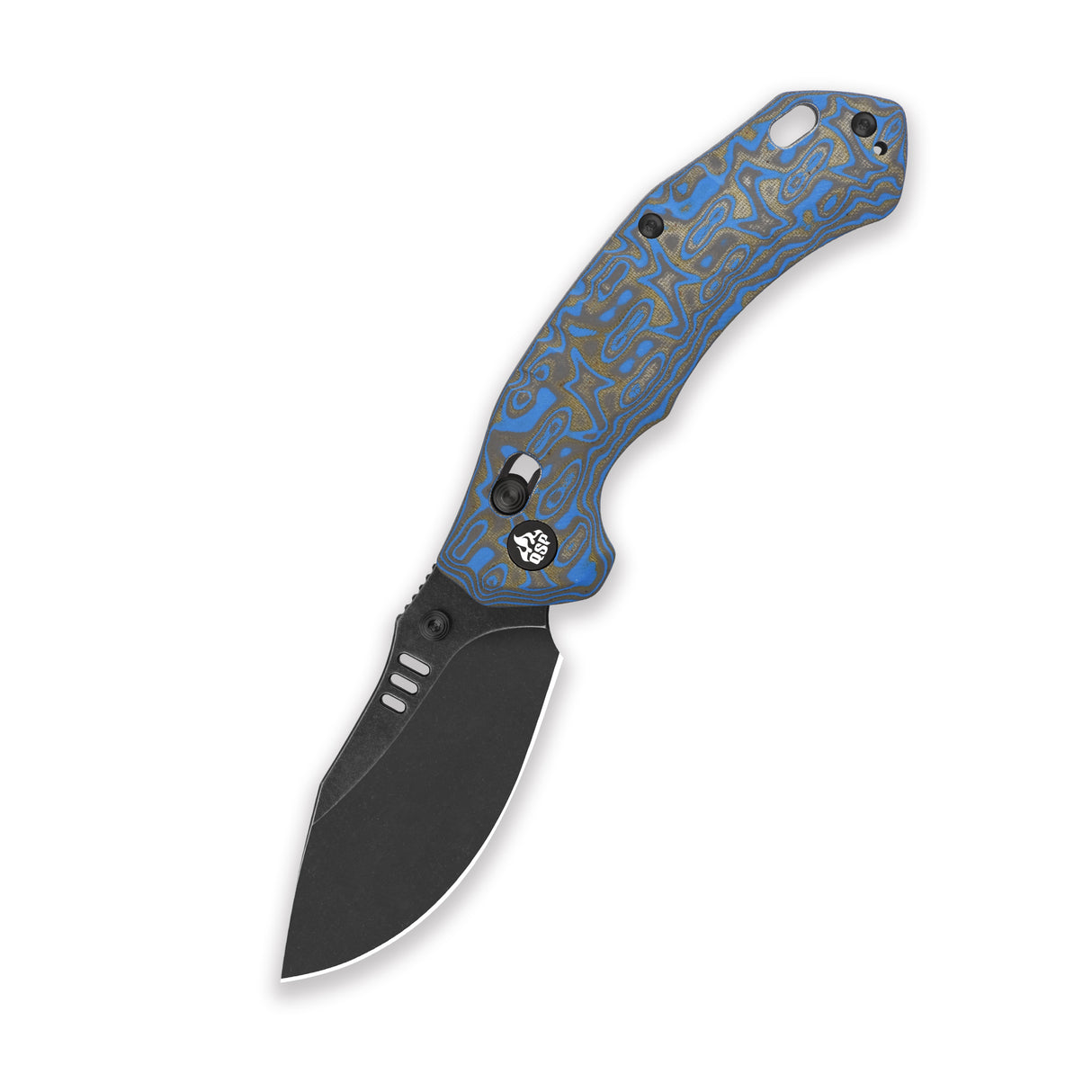 QSP Elk Glyde Lock Pocket Knife 14C28N blade Blue Texture Micarta handle