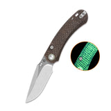 QSP Coyote Button Liner Lock Pocket Knife Nitro V blade Glow-in-the-Dark Micarta handle
