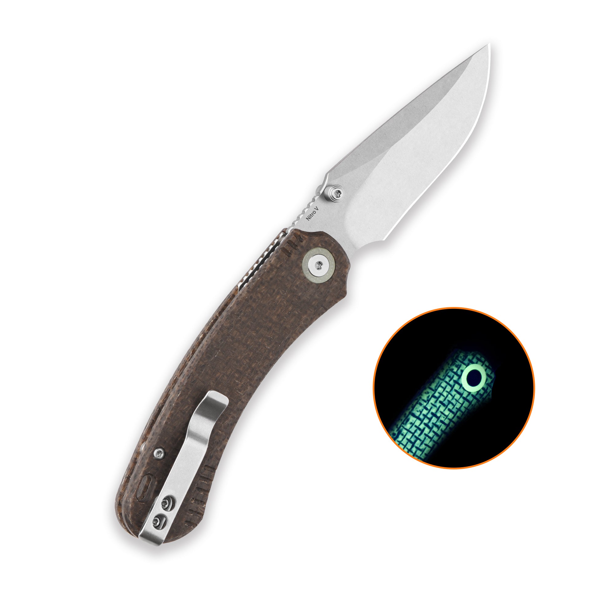 QSP Coyote | Nitro V | Glow-in-the-Dark Micarta | Button Liner