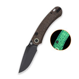 QSP Coyote Button Liner Lock Pocket Knife Nitro V blade Glow-in-the-Dark Micarta handle