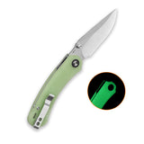 QSP Coyote Button Liner Lock Pocket Knife Nitro V blade Glow-in-the-Dark G10 handle
