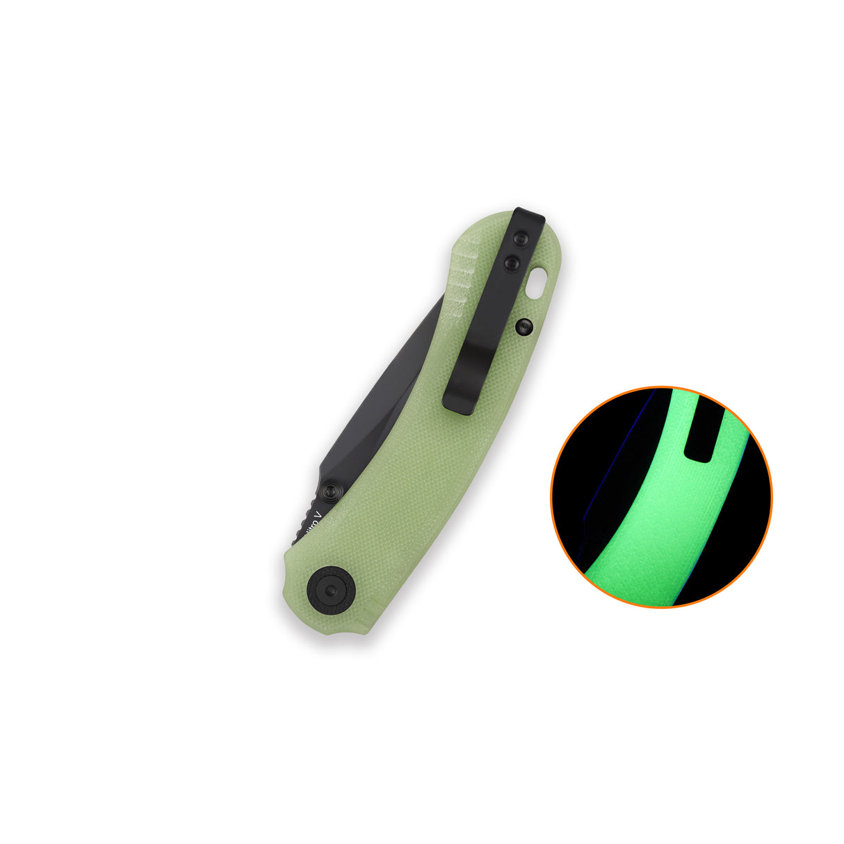 QSP Coyote Button Liner Lock Pocket Knife Nitro V blade Glow-in-the-Dark G10 handle