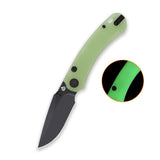 QSP Coyote Button Liner Lock Pocket Knife Nitro V blade Glow-in-the-Dark G10 handle