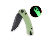 QSP Coyote Button Liner Lock Pocket Knife Nitro V blade Glow-in-the-Dark G10 handle