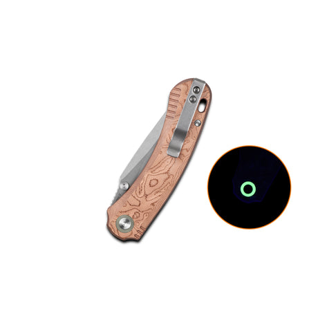 QSP Coyote Button Liner Lock Pocket Knife Nitro V blade Copper Foil G10 handle