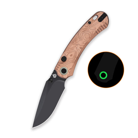 QSP Coyote Button Liner Lock Pocket Knife Nitro V blade Copper Foil G10 handle