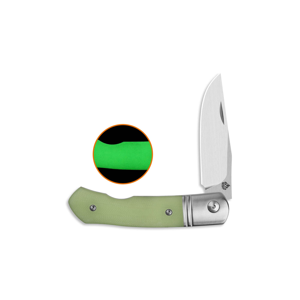 QSP Heron Slip Joint Pocket Knife Nitro V blade Glow-in-the-Dark G10 Handle