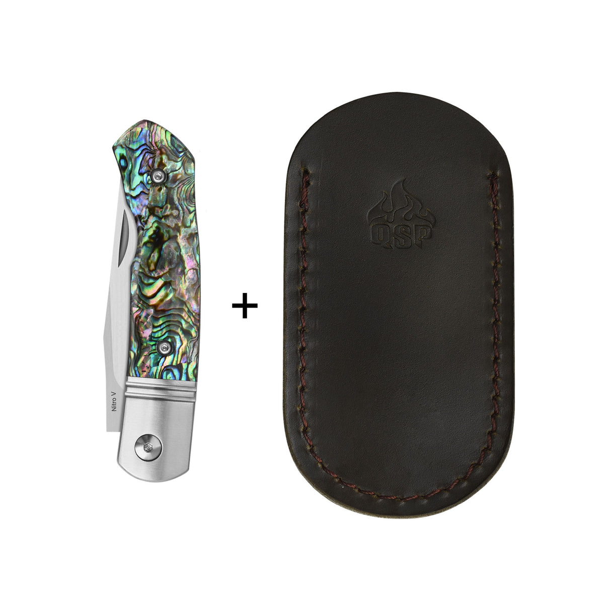 QSP Heron Slip Joint Pocket Knife Nitro V blade Abalone Handle