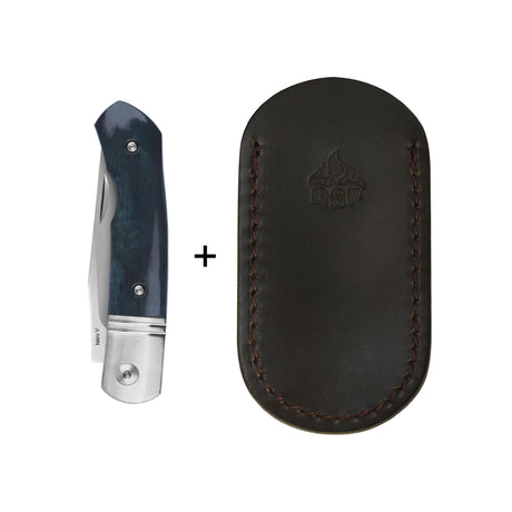 QSP Heron Slip Joint Pocket Knife Nitro V blade Blue Bone Handle