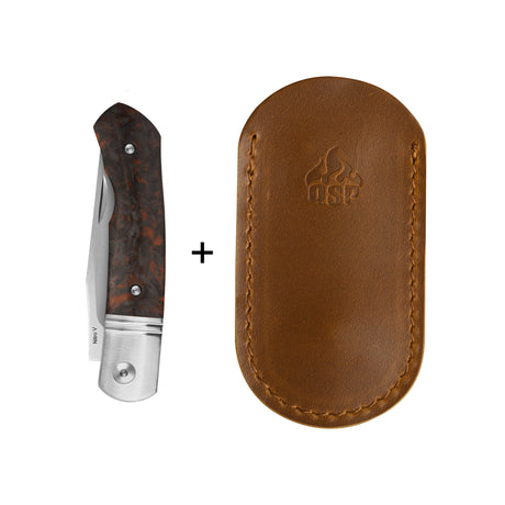 QSP Heron Slip Joint Pocket Knife Nitro V blade Glow-in-the-Dark Orange Shredded CF Handle