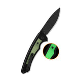 QSP Peregrine Liner Lock Pocket Knife 10Cr15MoV blade Black G10 with Glow-in-the-Dark G10 inlay handle