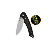 QSP Peregrine Liner Lock Pocket Knife 10Cr15MoV blade Black G10 with Glow-in-the-Dark Orange Shredded CF inlay handle