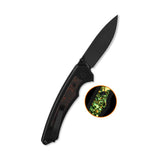 QSP Peregrine Liner Lock Pocket Knife 10Cr15MoV blade Black G10 with Glow-in-the-Dark Orange Shredded CF inlay handle
