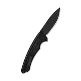 QSP Peregrine Liner Lock Pocket Knife 10Cr15MoV Blade Black G10 with Blue Shredded CF inlay handle