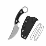QSP Baby Viper Fixed Blade Knife 10Cr15MoV Blade Black G10 Handle