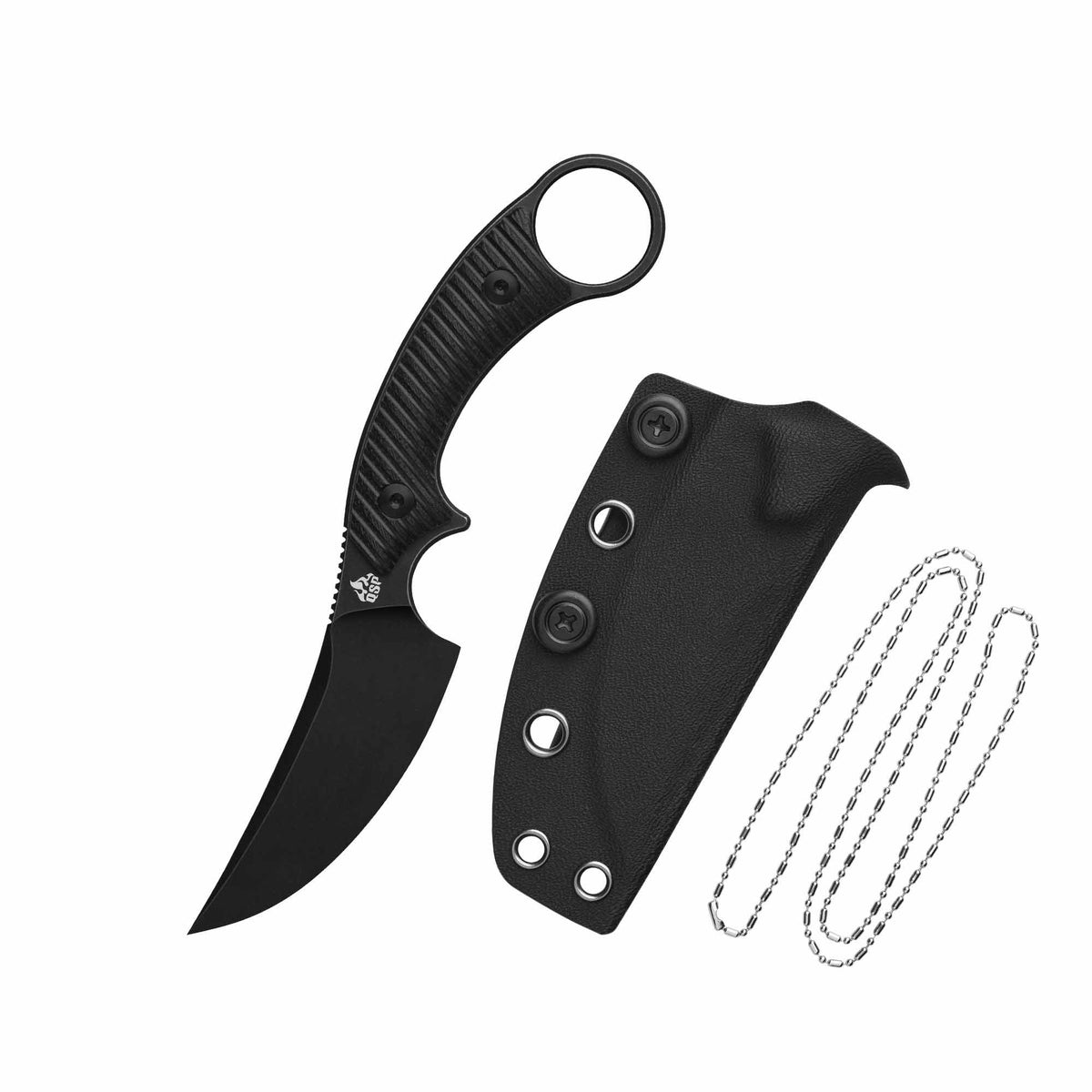 QSP Baby Viper Fixed Blade Knife 10Cr15MoV Blade Black G10 Handle