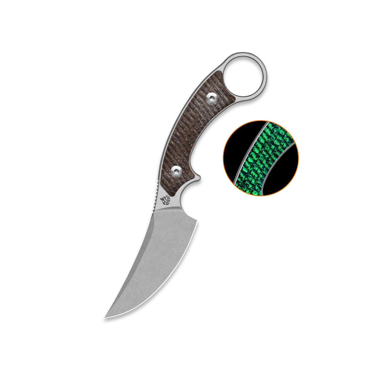 QSP Baby Viper Fixed Blade Knife 10Cr15MoV Blade Glow-in-the-Dark Micarta Handle