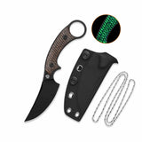 QSP Baby Viper Fixed Blade Knife 10Cr15MoV Blade Glow-in-the-Dark Micarta Handle