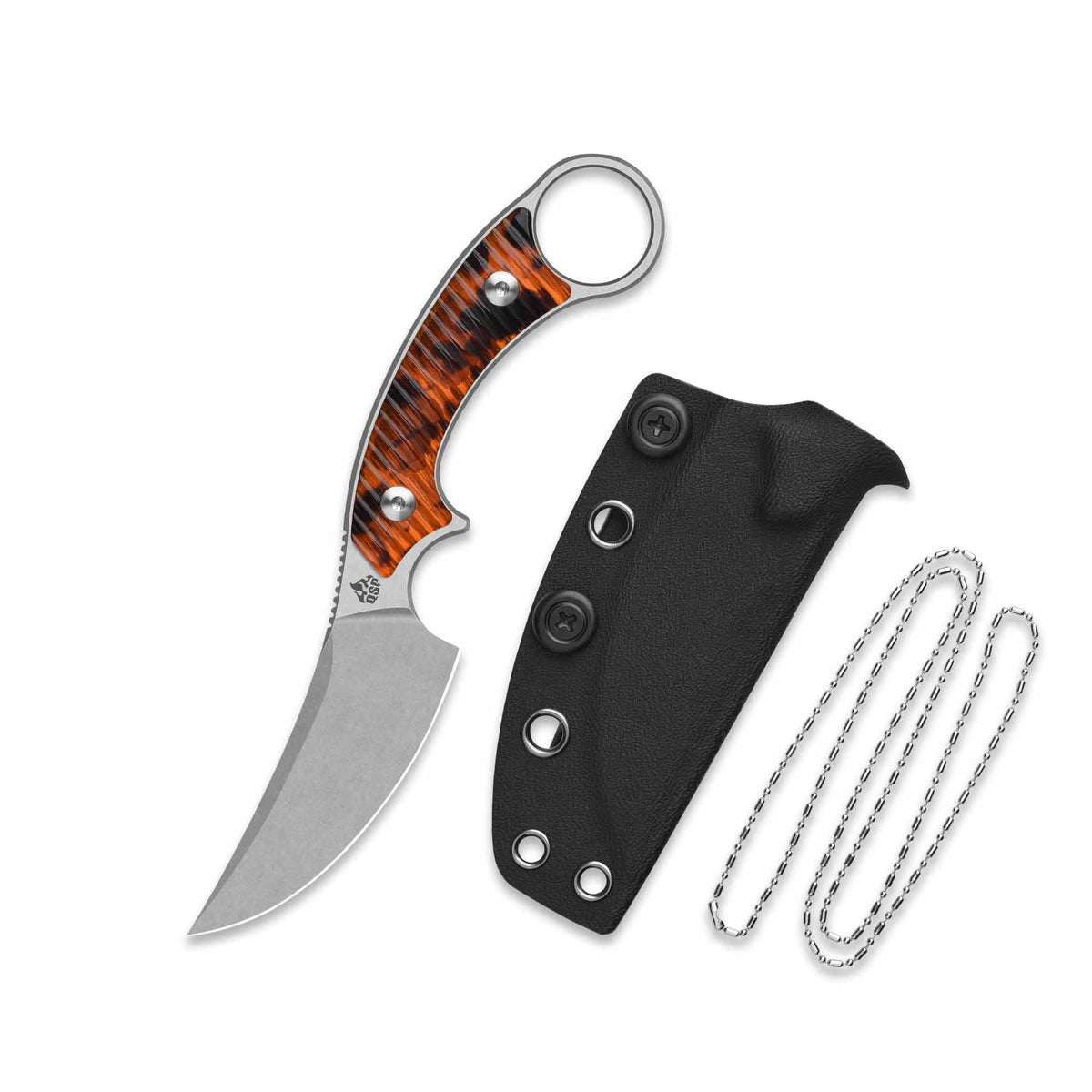 QSP Baby Viper Fixed Blade Knife 10Cr15MoV Blade Tortoise Resin Handle